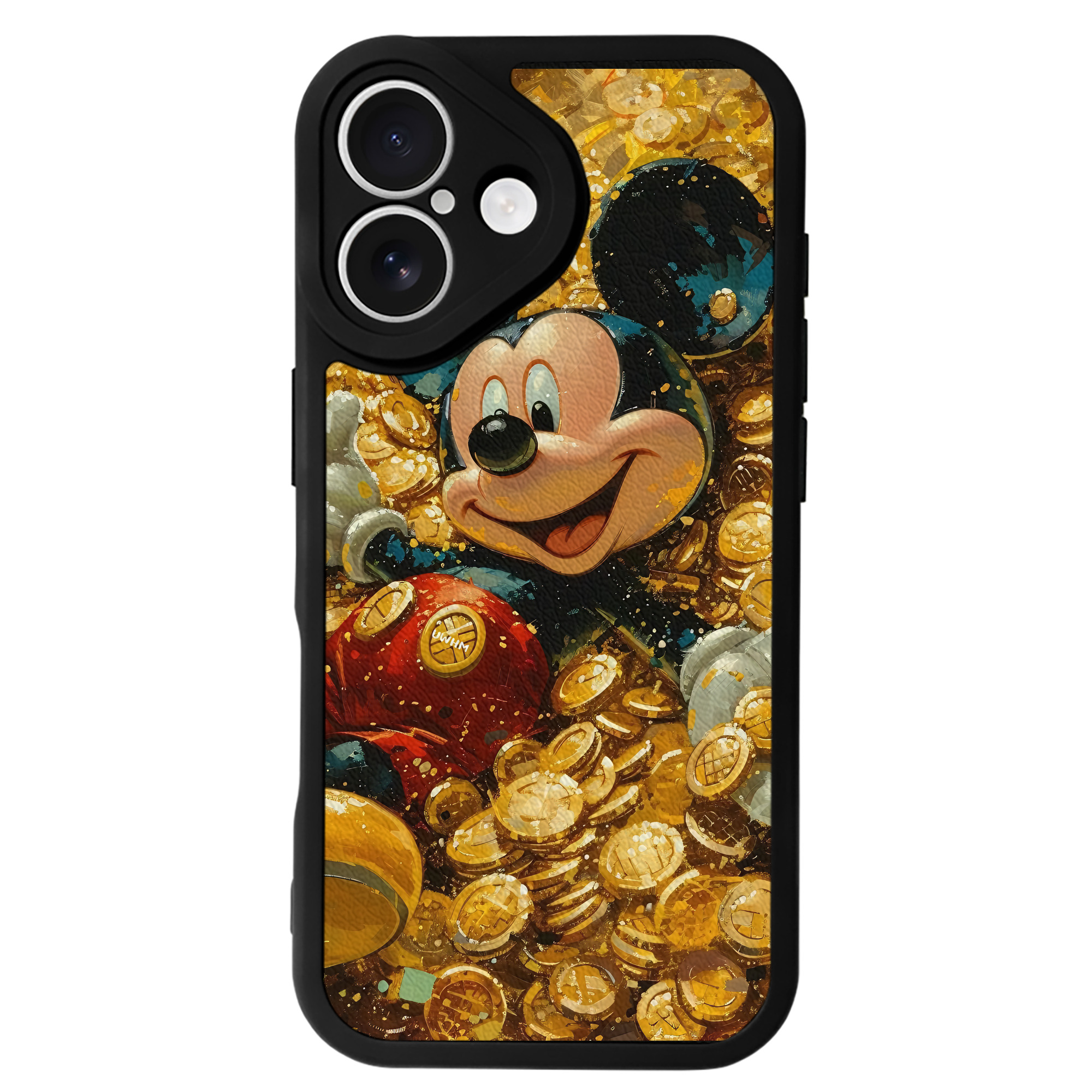 （画像用） ミッキーマウス Mickey Mouse 【iPhone 16シリーズ対応】シリコンスマホケース（レザー調） 材質：シリコン